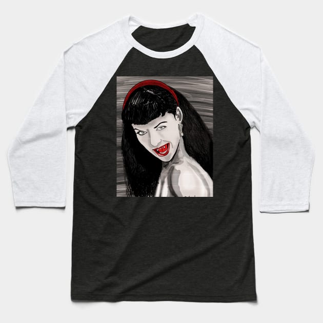Vampire Bettie Baseball T-Shirt by TL Bugg